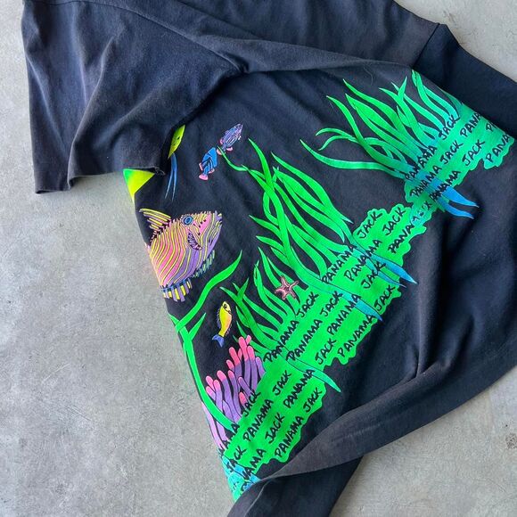 Panama Jack y2k Black tee aop fish wildlife Mens size XXL - Picture 2 of 2